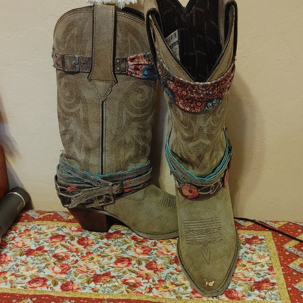 Durango Women's Heeled Boots in Gray and Teal